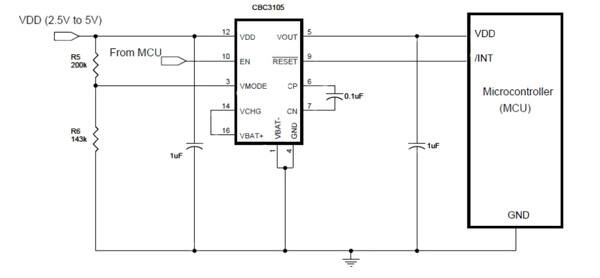 The higher voltage mode of the EnerChip CBC3105